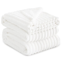 RUIKASI Fleece Throw Blanket For Sofas Beds Queen White 220x240cm