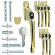 FixRello PVC Window Handles for uPVC Windows - Handle for uPVC Windows and Double Glazing (8, Gold)