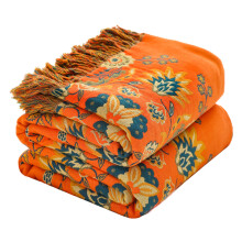 Doublesided Sofa Large Bed Throw BlanketBohemian Burnt Orange Bedsprea