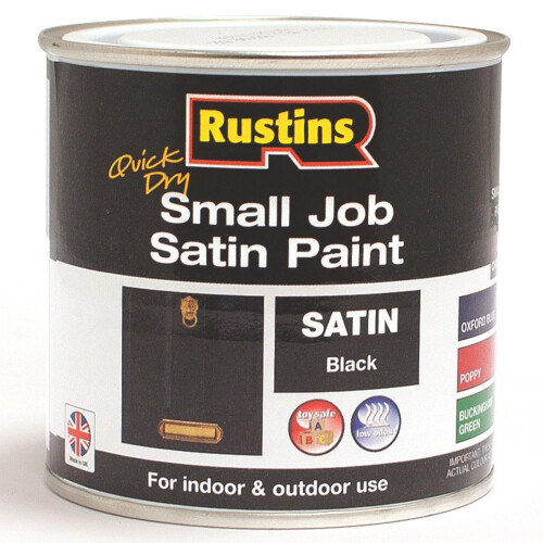 Rustins RUSTINS Small Job Satin Paint Black 250ml