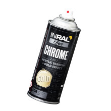 INRAL Chrome Spray Paint Gold - Acrylic Lacquer for Indoor and Outdoor Use – Gold Spray for Professionals and DIYers, Perfect for DIY and Upcycling