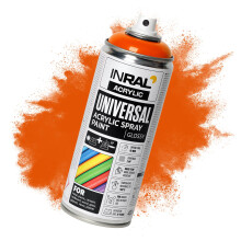 INRAL Acrylic Spray Paint Pure Orange Glossy RAL2004 [400ml] – Universal Spray for Metal, Plastic, Wood & Stone – High-Coverage, UV & Rain Resista