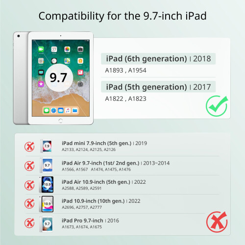EasyAcc Case for iPad 6th/5th Generation 9.7" 2018 2017, Peacock blue 1