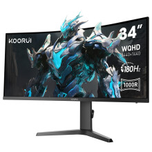 KOORUI 34 Inch Curved Gaming Monitor, 180Hz, WQHD 1440P, MPRT 1MS, HDR 400