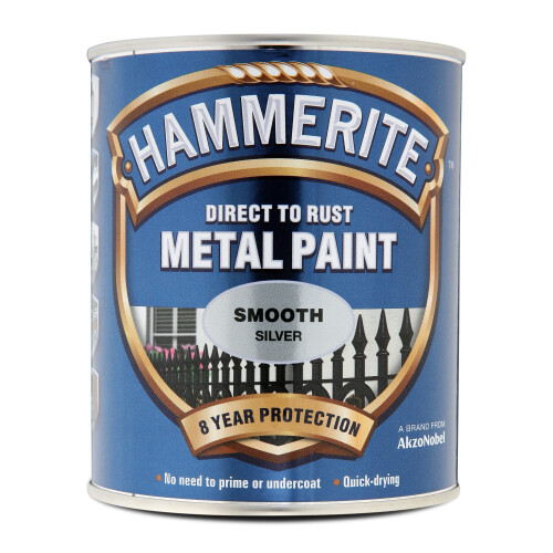 Hammerite Hammerite Direct to Rust Metal Paint - Smooth Silver Finish 750ML 1