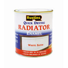 RUSTINS Quick Drying Radiator Enamel Satin 1L -– Durable, Long-Lasting Finish for Radiators That Stands the Test of Time