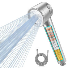 MEKO High Pressure Filter Shower Head for Hard Water UK,1.5m Hose,3 Modes