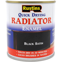 RUSTINS Quick Drying Radiator Enamel Satin - Black 500ml – Durable, Long-Lasting Finish for Radiators That Stands the Test of Time