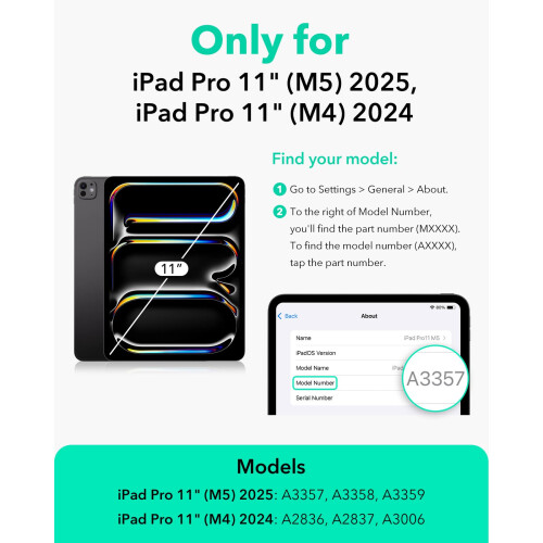 ESR 2 Pack Screen Protector for iPad Pro 11 Inch M5/M4, 9H Glass 1