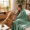 Aisbo Sage Green Throws Blanket for Sofas Single Fluffy Blanket Bed T 4