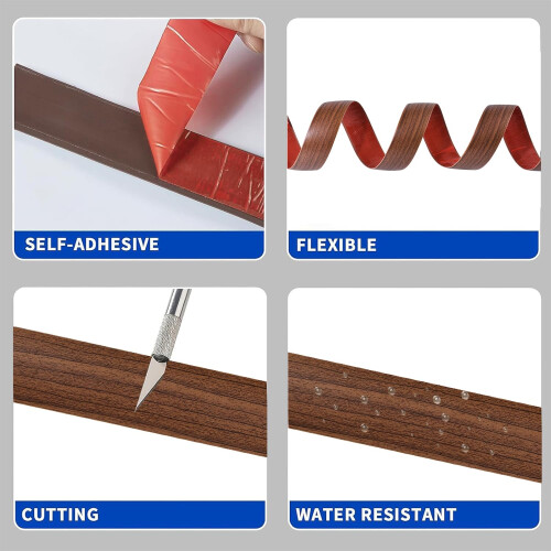 Zayejod 2M PVC Floor Transition Strip Self Adhesive，Cherry 5CM 2