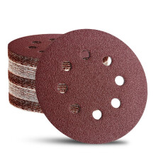 44pcs 125mm 8-Hole Hook and Loop Sanding Discs Sandpaper Red Round 80 Grits Sandpaper for Random Orbital Sander