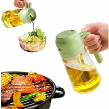 2-in-1 lasinen öljysumutin ja annostelijapullo, 16 oz, 470 ml, elintarvikelaatuinen ruoanlaittoon, salaatteihin ja ilmakeittimiin