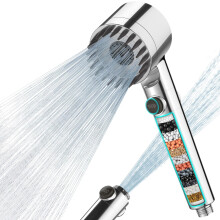 MEKO High Pressure Filter Shower Head for Hard Water UK,1.5m Hose,3+1 Modes