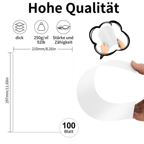 100 Sheets White Card A4 Cardstock 250gsm 1