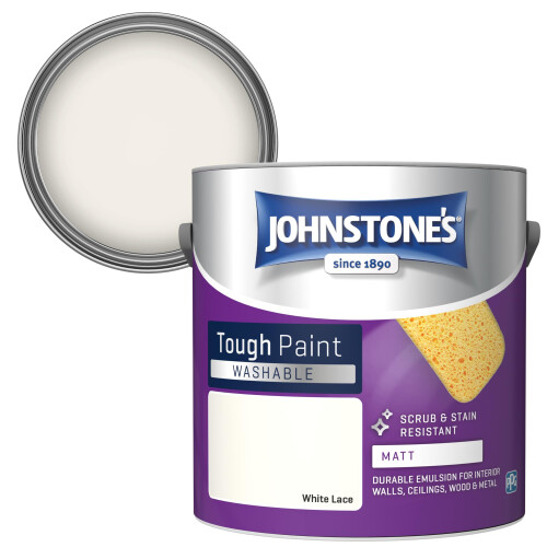 Johnstone's Johnstone's - Washable Matt Wall & Ceiling Paint - White Lace - 2.5L 1