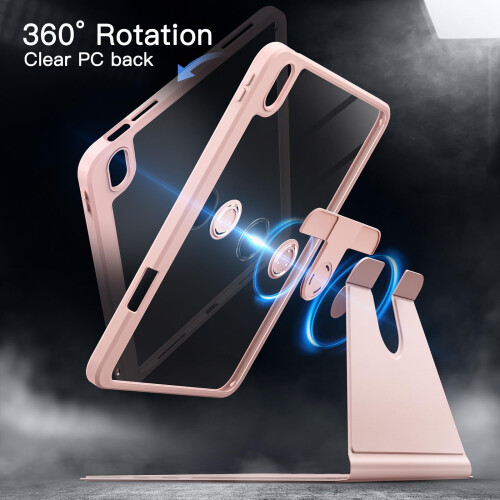 JETech 360 Rotating Case for iPad (A16) 11th/10th Gen, Sandy Pink 2
