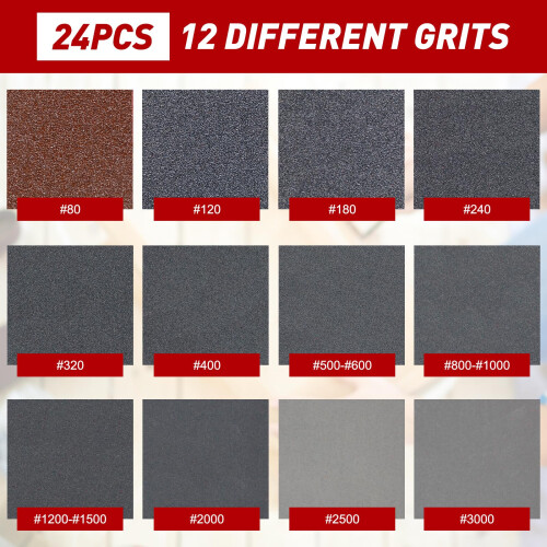 24 PCS Sanding Sponge Wet Dry Sandpaper for 400 Grit 2