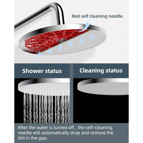 Hibbent Self-Cleaning Rainfall Shower Heads, 10 Inch, White 1