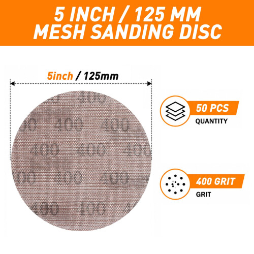 pihemum 50 Pcs Mesh Sanding Discs 125mm 400 Grit 1