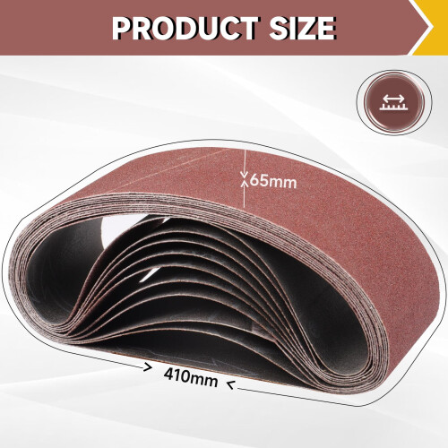 STEBRUAM 8PCS Sanding Belt 65 x 410 mm 60 Grit 2