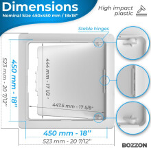 Plastic Access Panel 450x450 mm – Paintable Inspection Hatch for Wall & Ceiling – Fuse Box Cover, Conceals Wires & Pipes – Flush Fit Easy-Instal