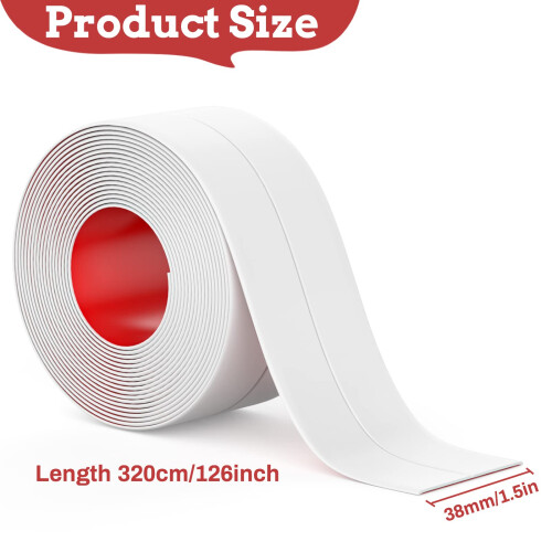 Fixmend Bath Sealant Strip, 2 Rolls Bath Seal Tape Waterproof Bathroom 1