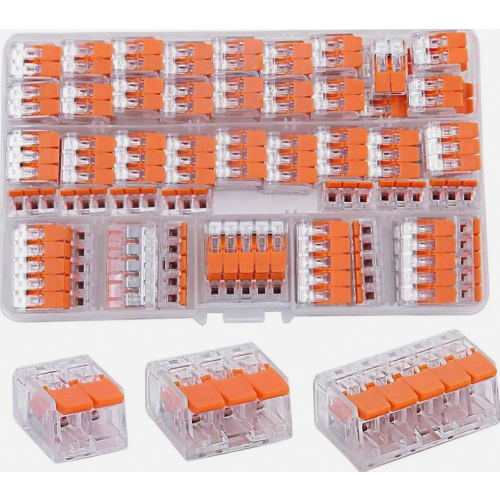 75 Pack Wire Connectors, Lever Nuts, Electrical Cable Clamps for 4 mm² Conductors, Quick Splice Terminals