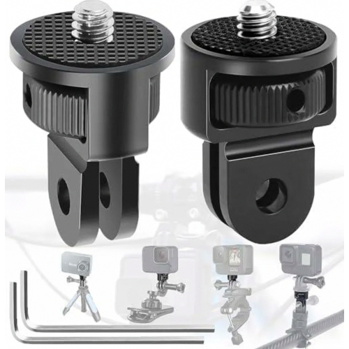 2 Pack Tripod Adapters, 360 Adjustable Camera Mounts with 1/4 Inch Thread, Two Spanners, Compatible with Action Cameras,