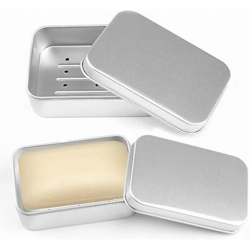 Travel Soap Boxes 2 Pack, Aluminium Soap Cases with Drainage Racks, Waterproof and Rust Resistant Storage