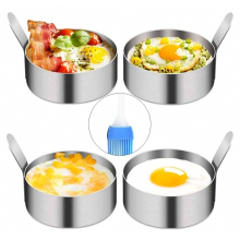 4 Pack Non Stick Egg Poaching Rings, 9 cm Fried Egg Shapers, Dishwasher Safe Food Grade Stainless Steel Cooking Moulds