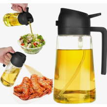 2 in 1 Oil Sprayer Bottle, 500 ml Cooking Oil Dispenser with Pourer for Olive Oil, Baking, Grilling and Salads
