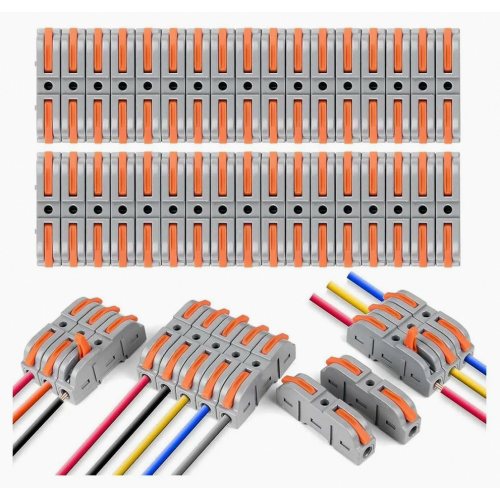 40 Piece Lever Wire Connectors, 4 mm2 Cable Terminals for Electrical DIY Projects and Repairs