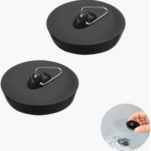2 Pack Rubber Sink Drain Stoppers with Hooks, Kitchen Basin and Bathtub Plugs for Bathroom
