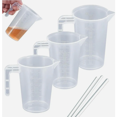 3 Piece Measuring Cup Set, 50ml 100ml 250ml, Graduated Plastic Dosing Cups for Laundry and Kitchen