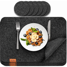 Rectangular Felt Placemats, Anthracite, 12 Pack, Washable, 44 x 32 cm, Table and Glass Coasters