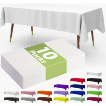 Disposable Plastic Tablecloths, 10 Pack, 137.2 x 274.3 cm, White Rectangular Covers for Parties, Leak Resistant
