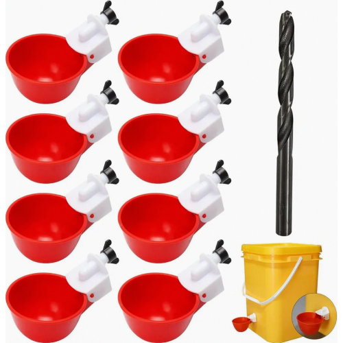 Automatic Chicken Waterer Set with Drill, Poultry Drinker Cups for Chickens, Ducks, Geese and Pigeons