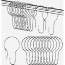 30 Piece Stainless Steel Shower Curtain Hooks, Rust Resistant Rings, Silver 70 x 40 mm, for Shower Rods
