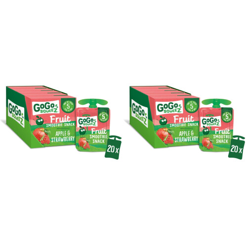 GoGo squeeZ Fruit Smoothie Snack, Apple Strawberry,100% Real Fruit Ble