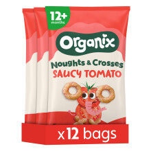 Organix Saucy Tomato Noughts & Crosses, Multipack, 3 x (4 x 15 g Bags)