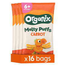 Organix Melty Carrot Puffs, Organic Baby Snack 4 x (4 x 18 g Bags)