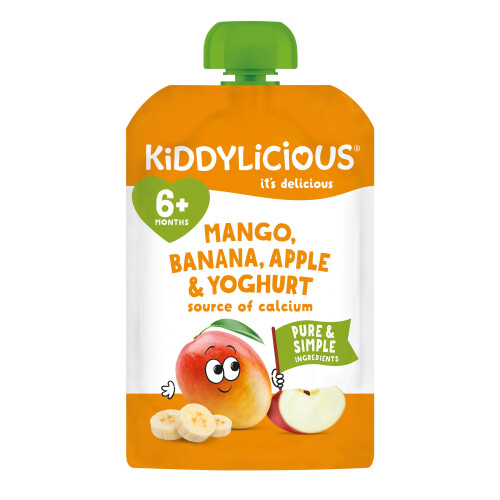 Kiddylicious Mango, Banana & Apple Fruit Pouches - Suitable for 6+ Mon 2