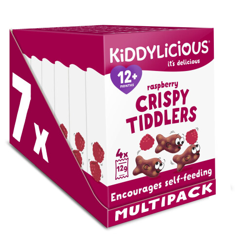 Kiddylicious Raspberry Crispy Tiddlers - Delicious Real Fruit Treat fo