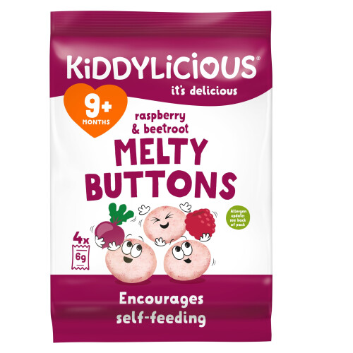 Kiddylicious Raspberry & Beetroot Melty Buttons - Delicious Snacks for 2