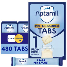 Aptamil 1 First Baby Milk Formula Pre-Measured Tabs, From Birth, 120 T