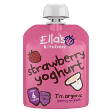 Ella's Kitchen Organic Greek Yoghurt and Strawberry, 90g strawberries