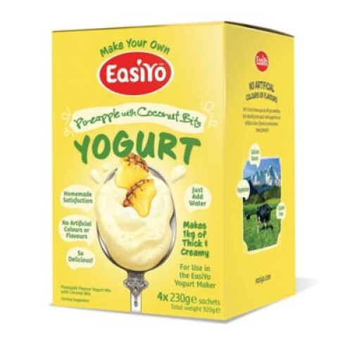 EasiYo Pineapple with Coconut Bits Yogurt mix sachets, 4 x 230g - Each