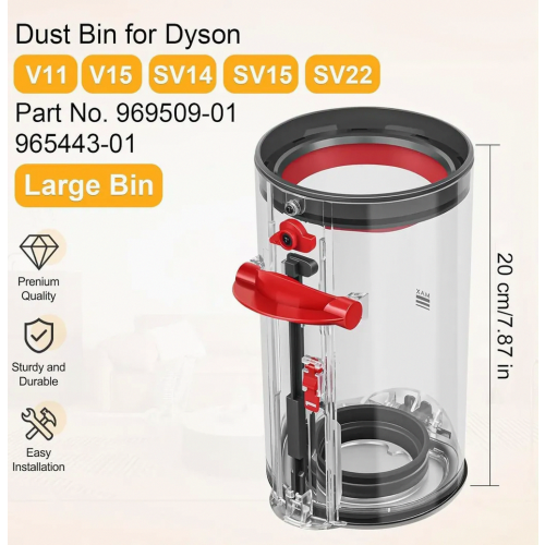 Cordless Vacuum Cleaner Dust Container Replacement Assembly, Clear Dust Box with Lid, Replacement Part 1