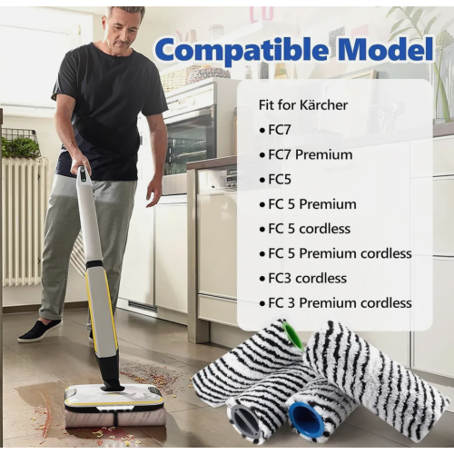 Replacement Roller Brushes for Cordless Floor Cleaner, 4 Pack, Soft Microfiber for Hard Floors 1